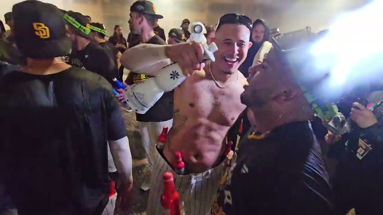 Manny Machado leads Padres playoff clinching celebration