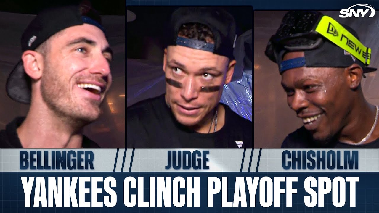 Yankees' ninth-inning rally clinches playoff spot, and they enjoy postgame celebration