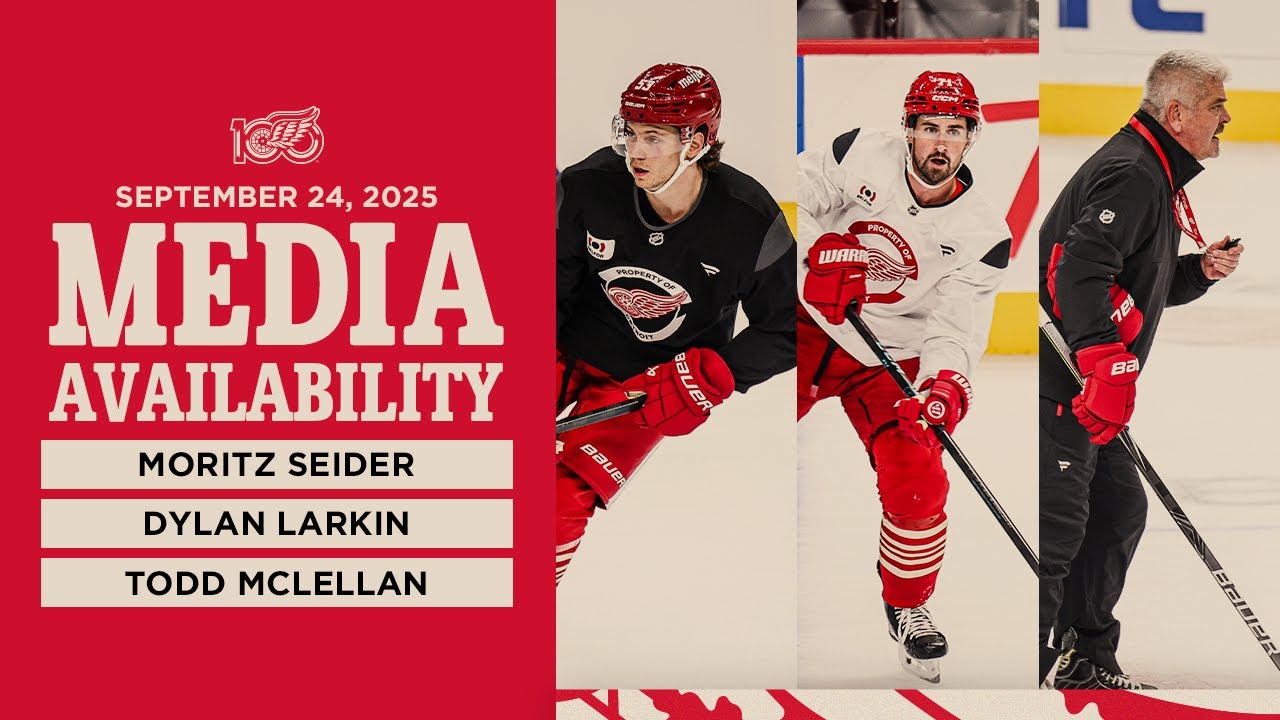 Moritz Seider, Dylan Larkin, Todd McLellan Media | Sept. 24, 2025