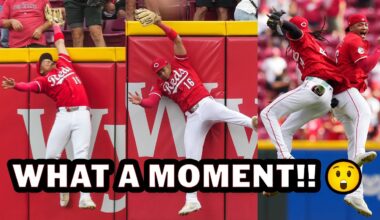FULL 9TH INNING: Noelvi Marte's SPECTACULAR no-look catch keeps the Reds alive 😤😤