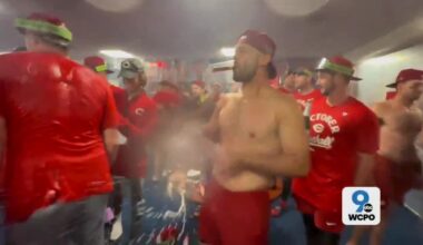 Cincinnati Reds celebrate clinching playoff berth
