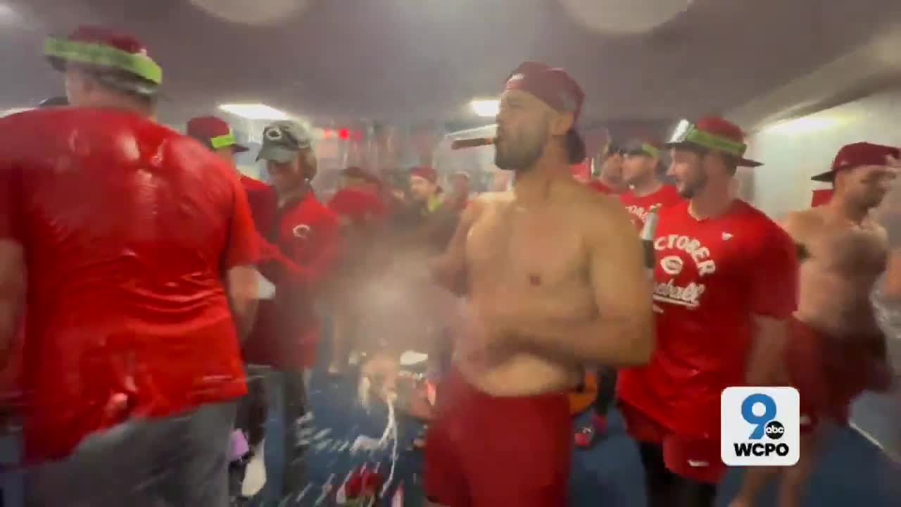 Cincinnati Reds celebrate clinching playoff berth