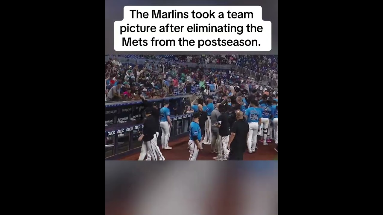 The Marlins celebrated after knocking the Mets out of playoff contention 👀