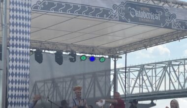 Brent Suter MCing the World’s Largest Chicken Dance in Cincinnati