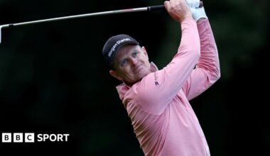 Justin Rose plays an iron shot