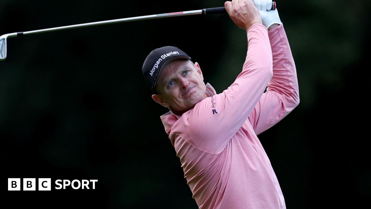 Justin Rose plays an iron shot