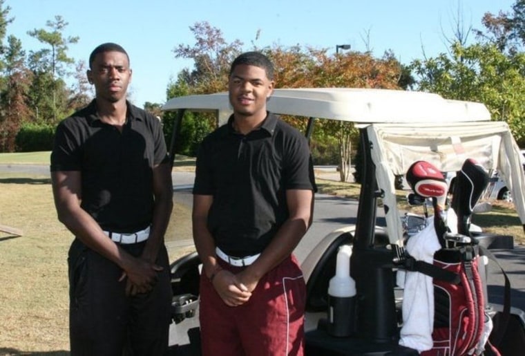 Former Morehouse college golf teammates Olajuwon Ajanaku and Earl Cooper in 2011.