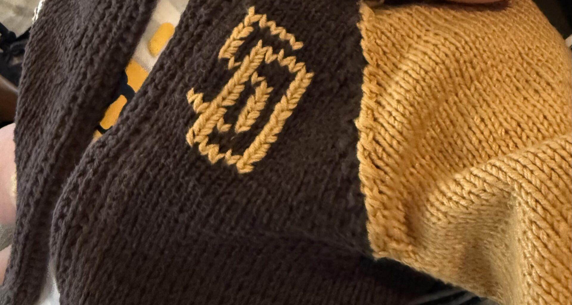 Padres better make it to October so my baby can wear this hand knit gift for a cooler weather game