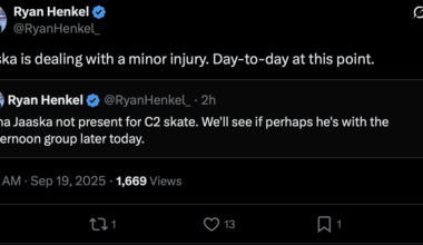 [RyanHenkel] "Jaaska is dealing with a minor injury. Day-to-day at this point."