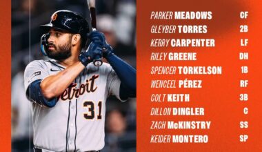 Detroit Tigers’ starting lineup for today’s finale against the Marlins!
