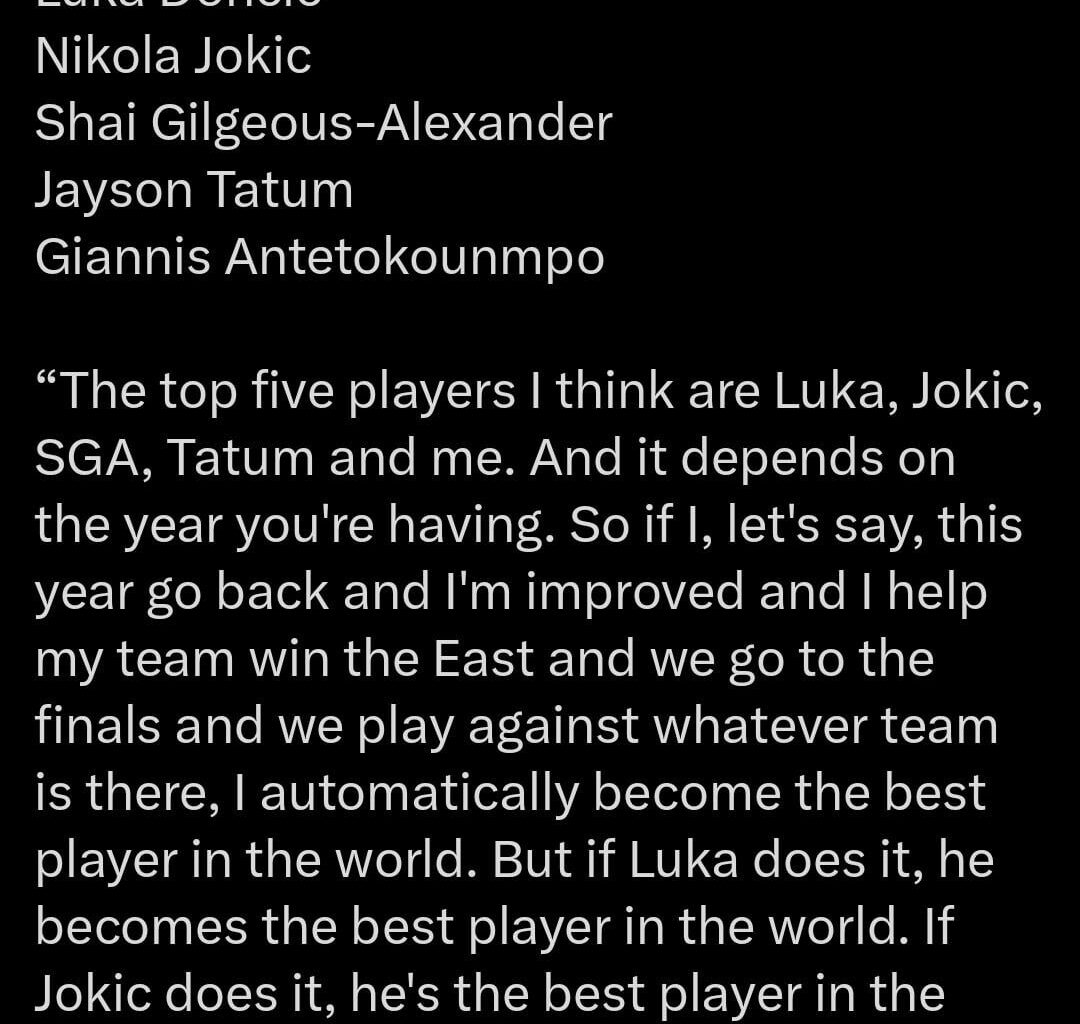 Giannis Speaks on who's the best in the NBA
