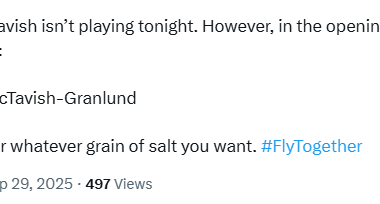 McTavish skating with Gauthier and Granlund