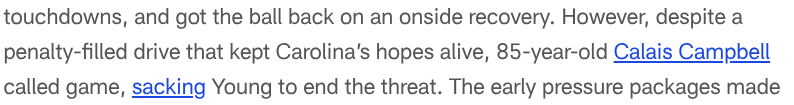 NFL.com calls Calais Campbell an 85-year old in analysis of yesterday's game against the Panthers. 😂