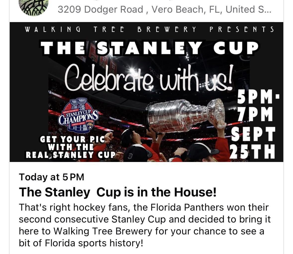 For us more northern fans. The cup tonight! Vero Beach.