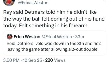 Detmers felt something in his forearm. Not a good sign for Reid