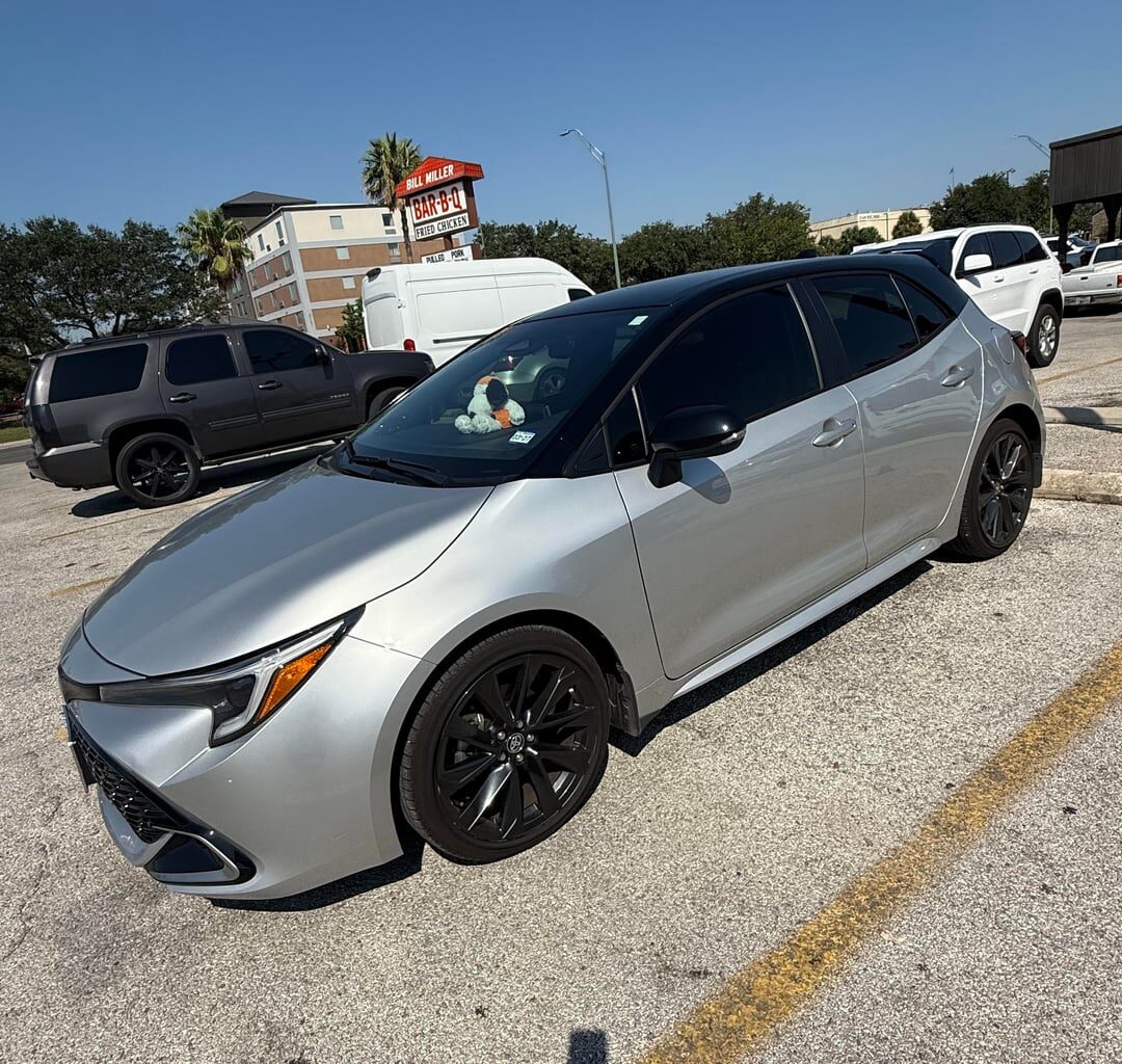 My new car is black and silver so I had to name him Manu