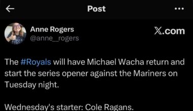 Cole Ragans is back on Wednesday