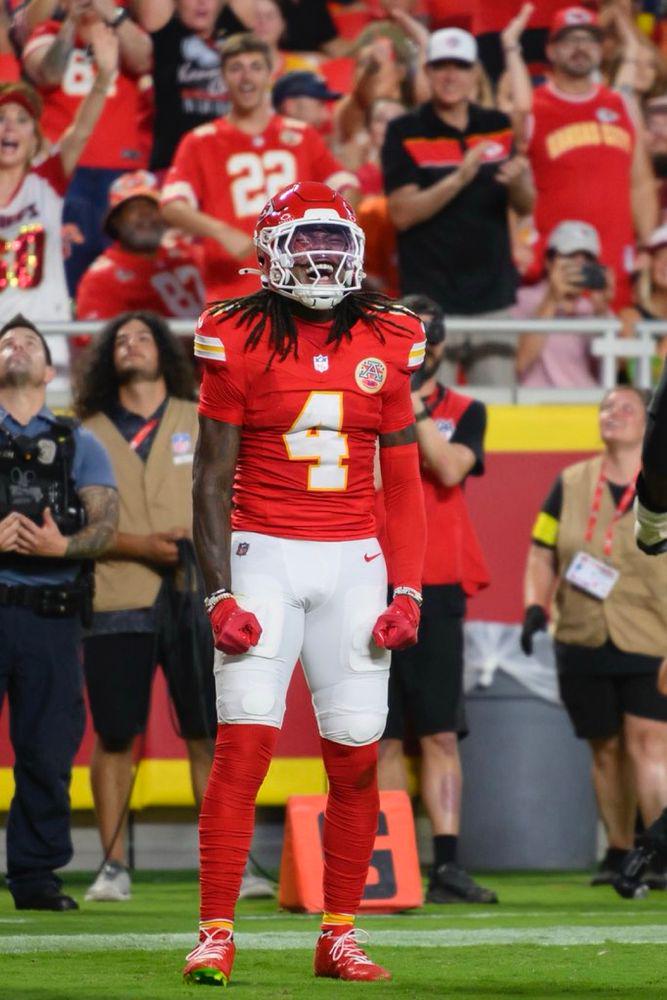 [Rapoport] Chiefs WR Rashee Rice, suspended the first 6 games for violating the personal conduct policy, is allowed back in KC’s facility after this week, per terms of his suspension. While he can’t practice, Rice can participate in meetings and ramp up for a W7 return vs the Raiders.