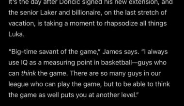LeBron James about Luka Dončić (from the WSJ article)