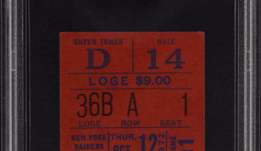 On Oct. 12th 1972 WHA Winnipeg  Jets played its inaugural first game vs NY Raiders.  This is an actual ticket stub to the game
