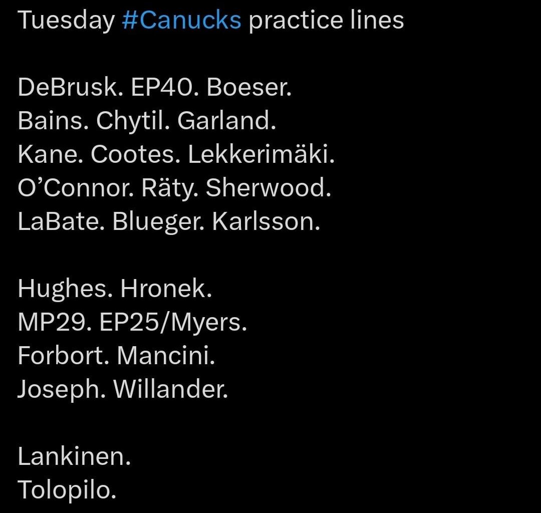 Today's practice lines