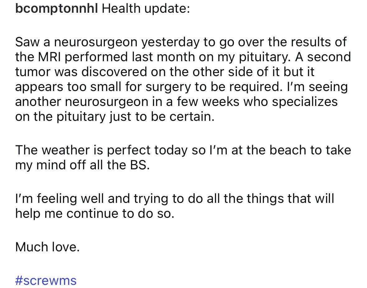 Brian Compton share a health update on his instagram