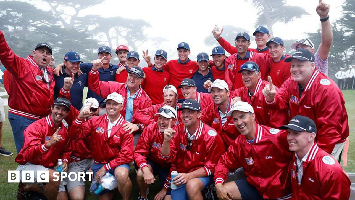 The USA team celebrate winning the Walker Cup