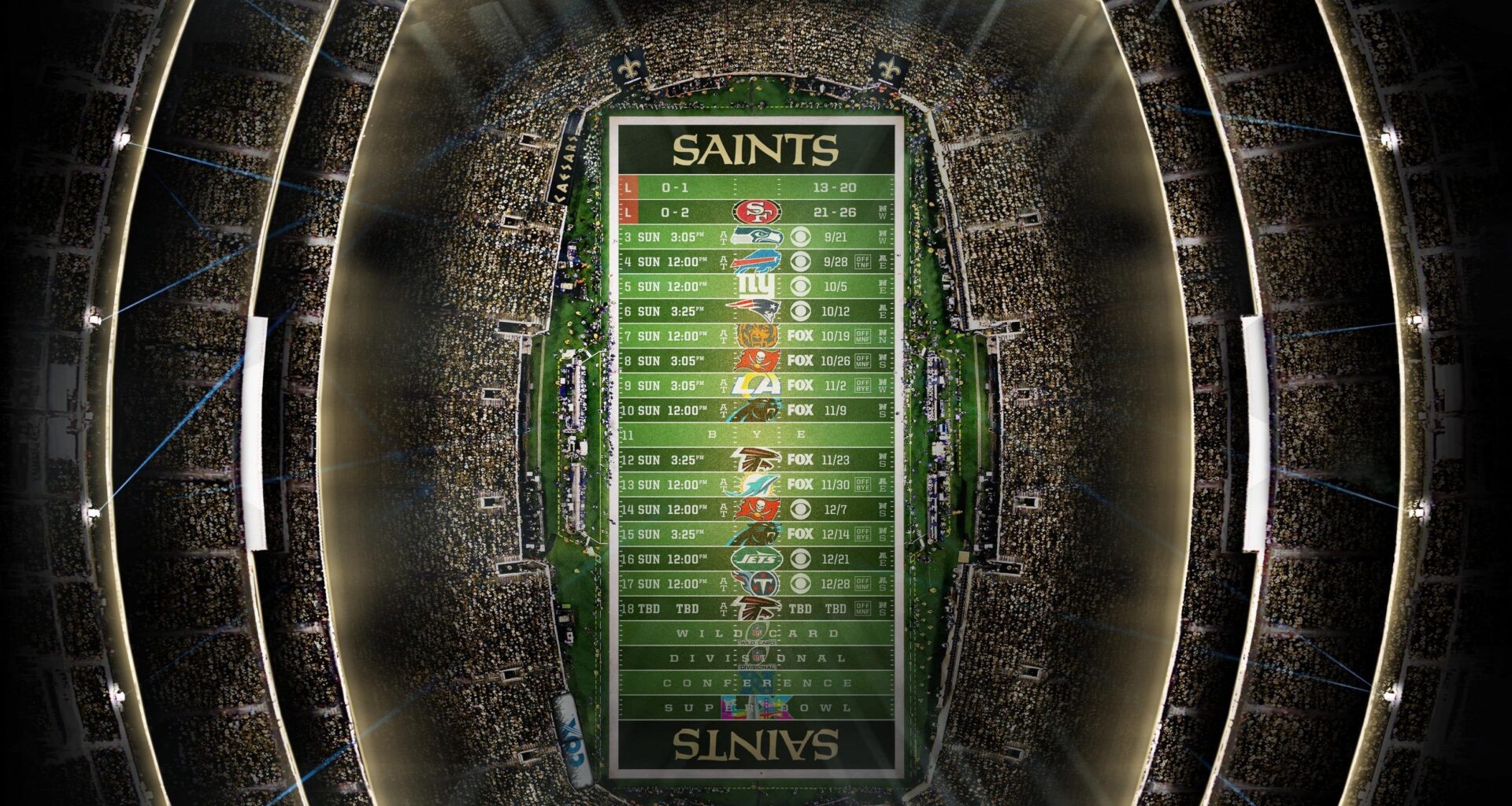 2025 - Stadium Schedule - Wk 2 - Saints (0-2)
