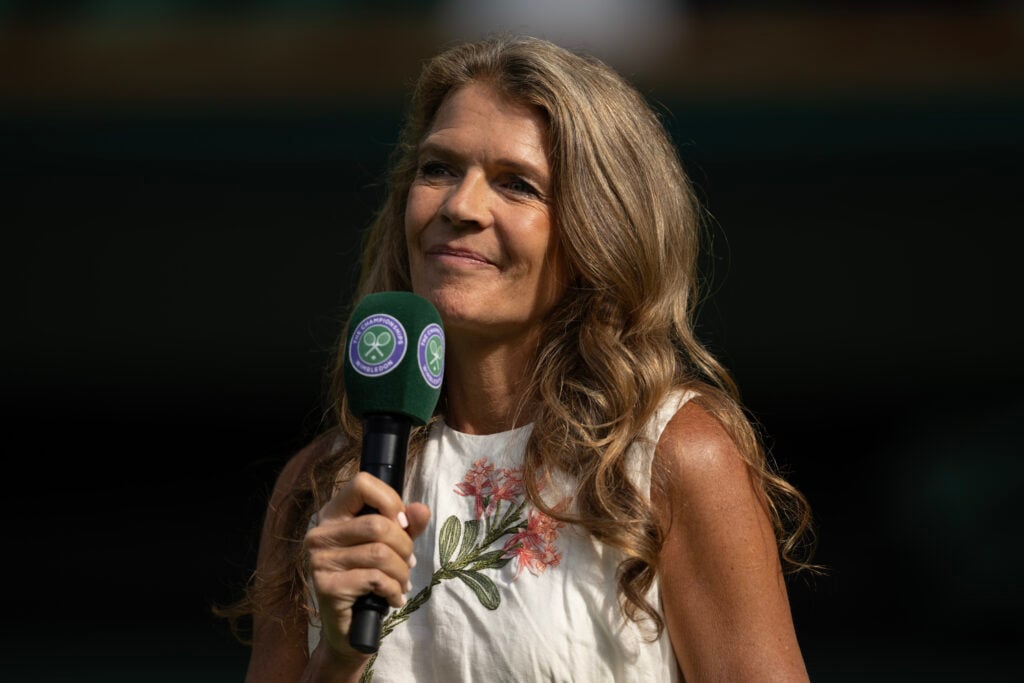 Annabel Croft following the Gentlemen's Singles third round match between Taylor Fritz of United States and Alejandro Davidovich Fokina of Spain on day five of The Championships Wimbledon 2025 at All England Lawn Tennis and Croquet Club.