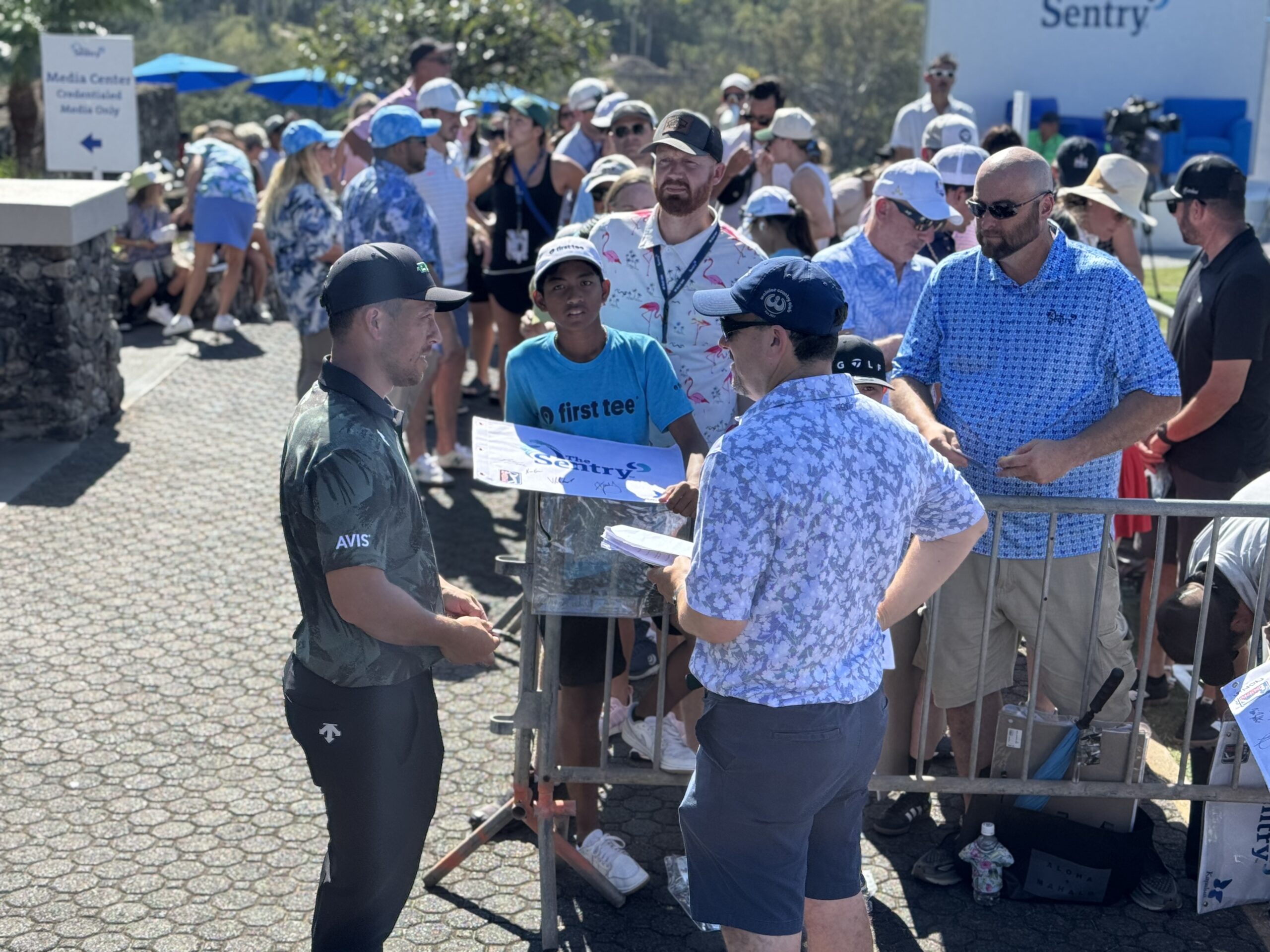 Xander Schauffele, the No. 3-ranked golfer in the world, is interviewed at The Sentry golf tournament at the Kapalua Plantation Course in January. HJI / ROB COLLIAS photo