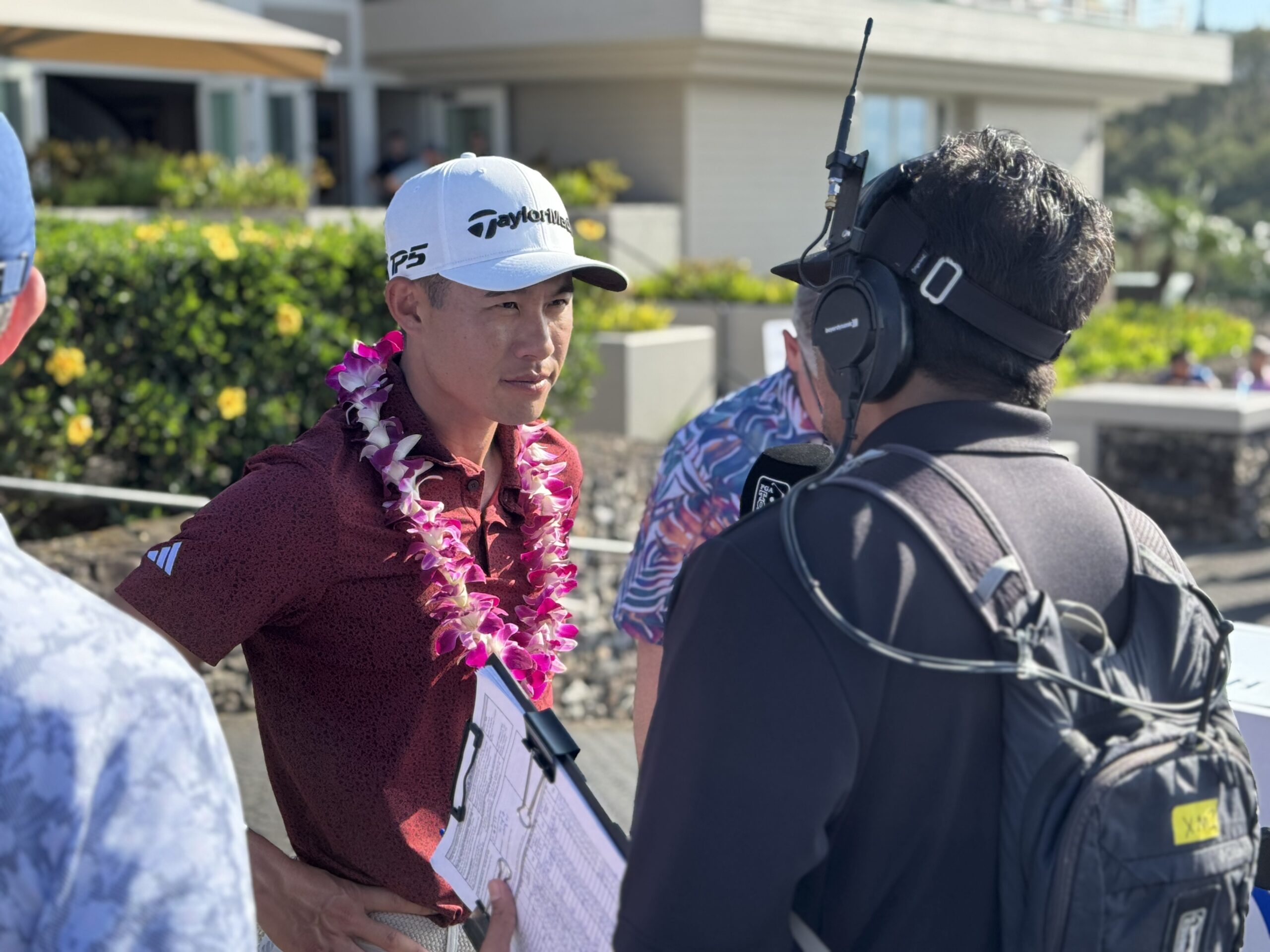 Collin Morikawa, the No. 8-ranked golfer in the world, is interviewed at The Sentry golf tournament at the Kapalua Plantation Course in January. HJI / ROB COLLIAS photo