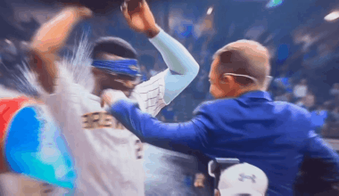 Ken Rosenthal knocks over the camera man and gives him a stink eye as he refuses to help him up