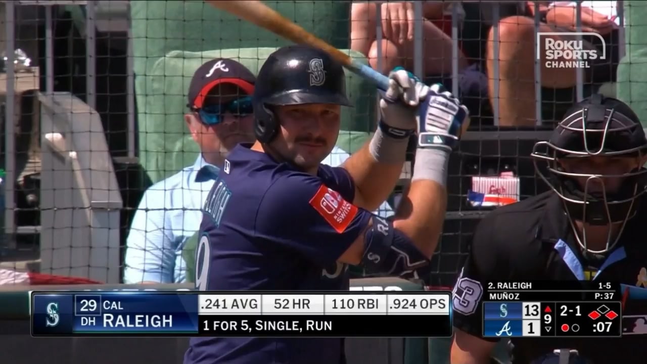 Cal Raleigh dumps MLB leading 53rd home run against the Braves