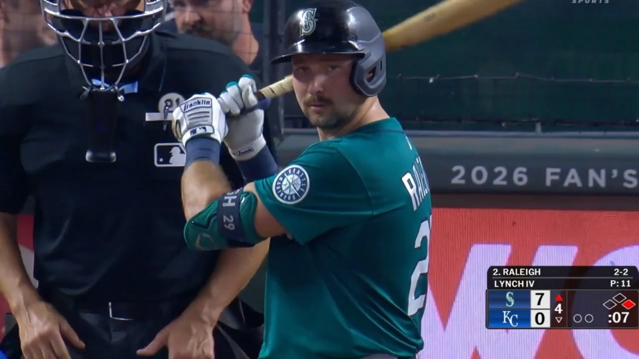 Cal Raleigh hits home run #56, homering from both the left and ride side of the plate against the Royals