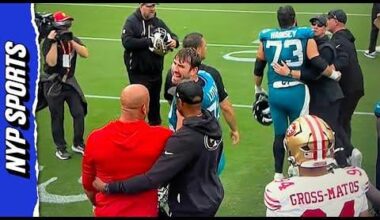 Jaguars HC Liam Coen goes after Robert Saleh after the game