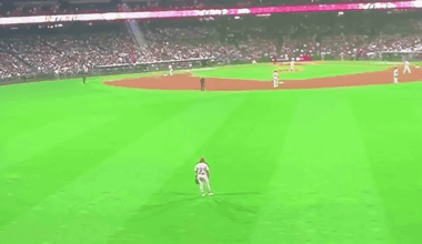 Phillies CF Harrison Bader is run over by Toyota RAV4 in the outfield