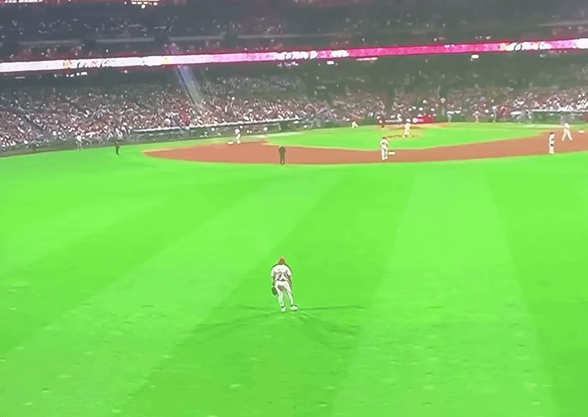 Phillies CF Harrison Bader is run over by Toyota RAV4 in the outfield