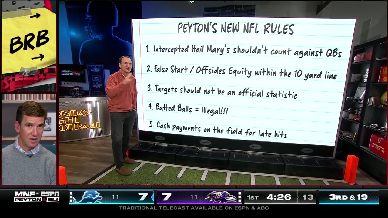 Peyton Manning proposed 5 new NFL rules on 'ManningCast'