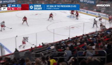 Scott Morrow scores after the puck deflects off of Dmitry Ozipov's inner thigh