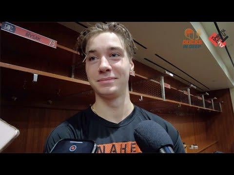 Full media session from Beckett Sennecke, Drew Helleson, Matthew Phillips and Joel Quenneville on Ducks 6-1 preseason win over Utah