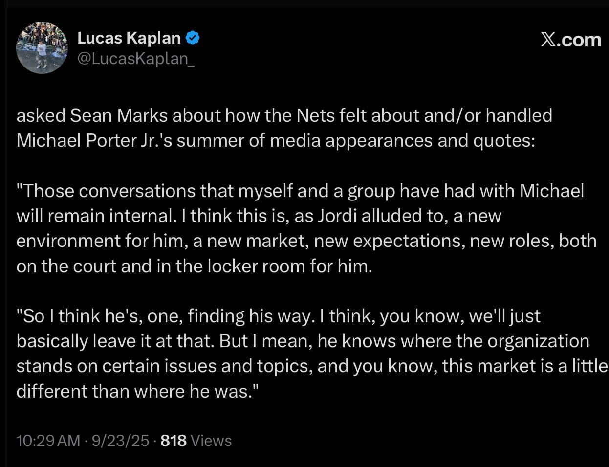 Sean Marks and Jordi on Michael Porter JR Viral Offseason
