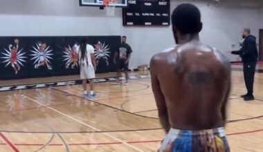 Kyrie Irving was seen putting in some work in the gym last night