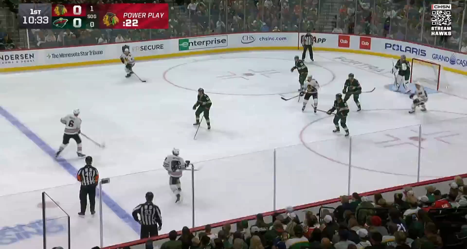 Frank Nazar scores after a nice pass from Teuvo Teravainen