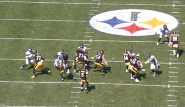 Overhead view of Aaron Rodgers bomb to Muth. An absolute dot