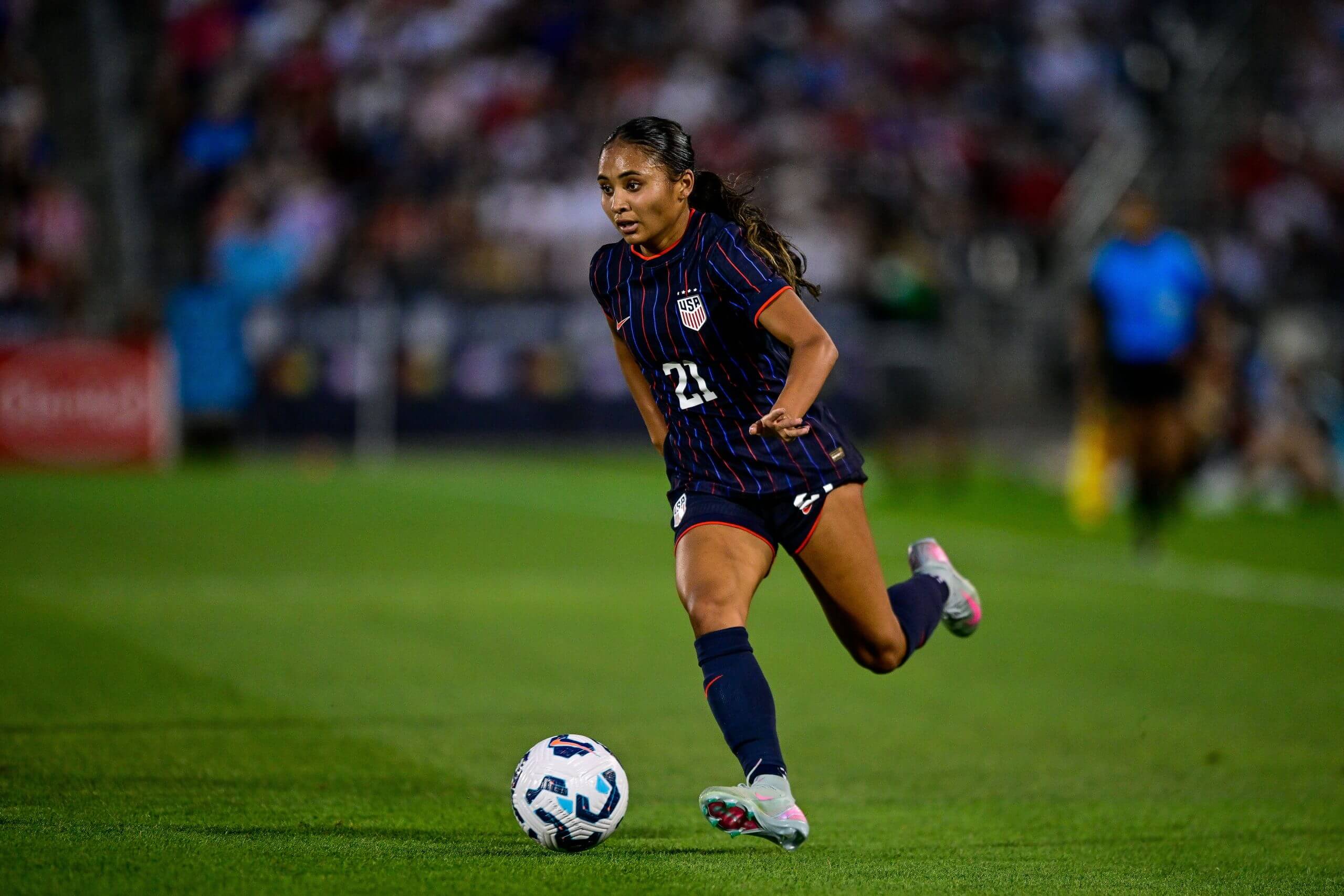 Thompson was the first overall pick in the 2023 NWSL draft (Dustin Bradford/Getty Images)