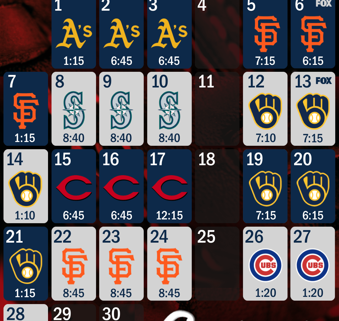 September Schedule Lockscreens
