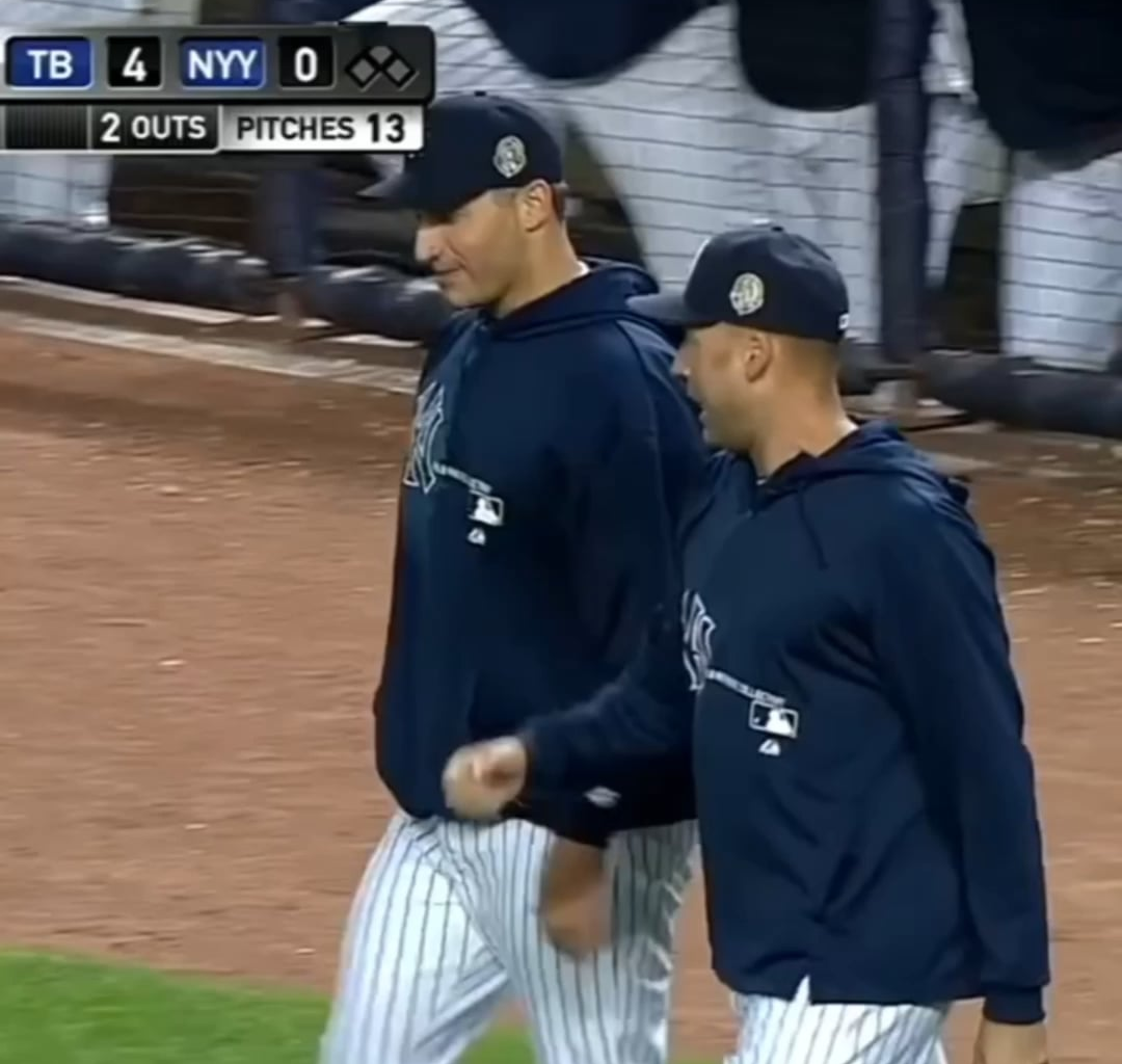 12 years ago today: Mariano Rivera receives an emotional sendoff from Andy Pettitte and Derek Jeter as he exits his final game at Yankee Stadium.