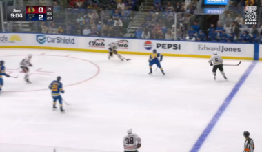 Dominic Toninato throws one towards the net and it finds its way in