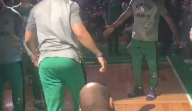 Celtics lineup intros from behind the bench