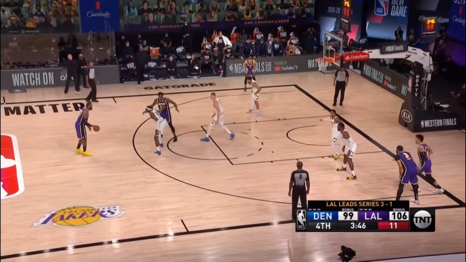 5 years ago (September 26, 2020) Lakers eliminate the Nuggets behind LeBron’s 38-16-10 closeout masterpiece. Here he scores 9 straight points late in the 4th to put them away.